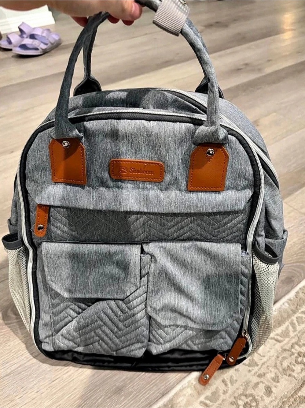 Simboom Gray Baby Backpack Diaper Bag Like New